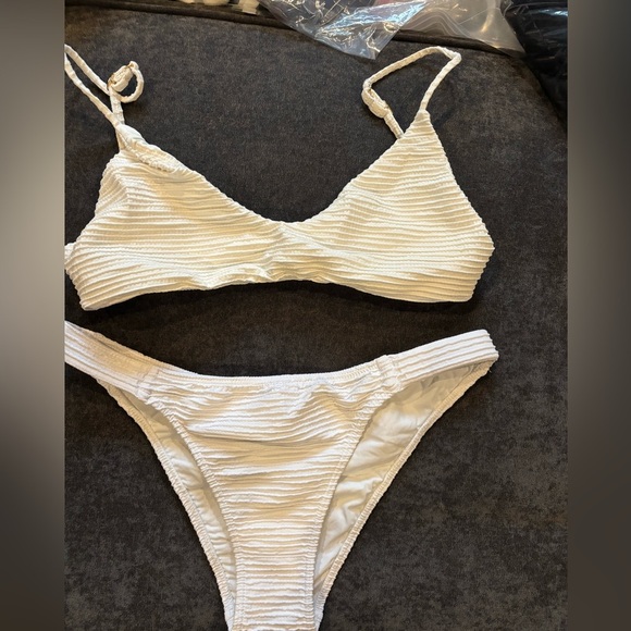 White Textured Bikini Set - Picture 1 of 3